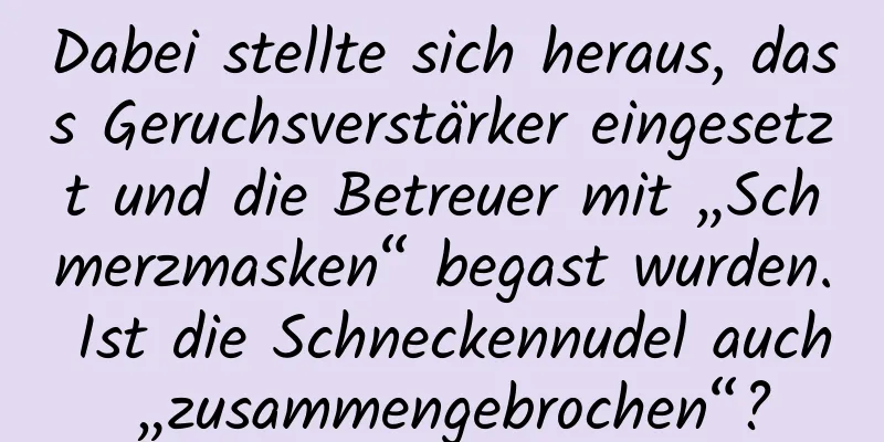 Dabei stellte sich heraus, dass Geruchsverstärker eingesetzt und die Betreuer mit „Schmerzmasken“ begast wurden. Ist die Schneckennudel auch „zusammengebrochen“?