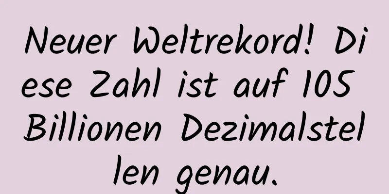 Neuer Weltrekord! Diese Zahl ist auf 105 Billionen Dezimalstellen genau.