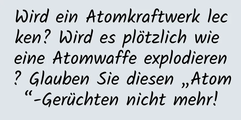 Wird ein Atomkraftwerk lecken? Wird es plötzlich wie eine Atomwaffe explodieren? Glauben Sie diesen „Atom“-Gerüchten nicht mehr!