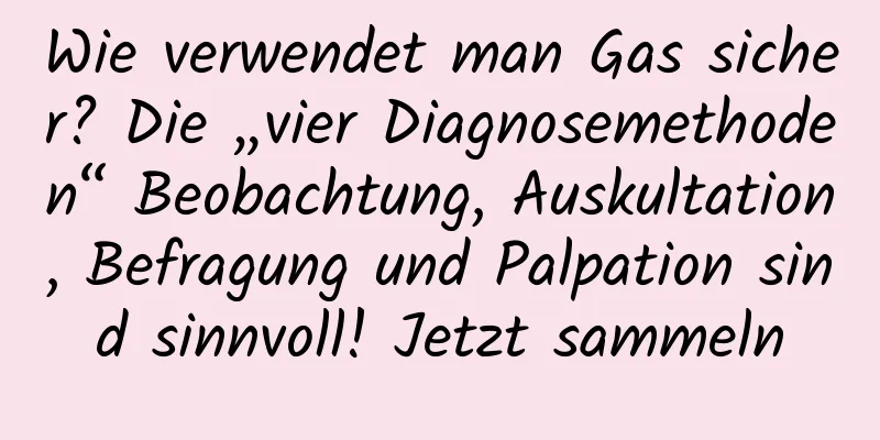 Wie verwendet man Gas sicher? Die „vier Diagnosemethoden“ Beobachtung, Auskultation, Befragung und Palpation sind sinnvoll! Jetzt sammeln