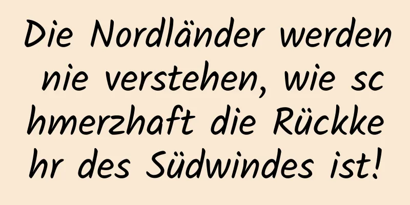 Die Nordländer werden nie verstehen, wie schmerzhaft die Rückkehr des Südwindes ist!