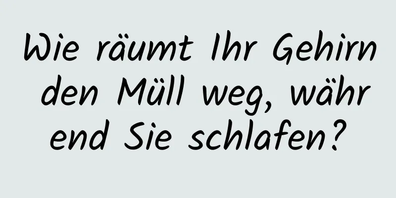 Wie räumt Ihr Gehirn den Müll weg, während Sie schlafen?
