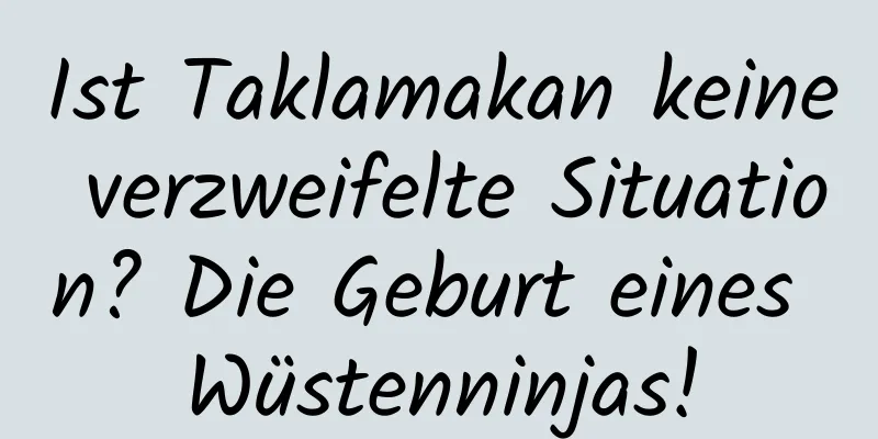 Ist Taklamakan keine verzweifelte Situation? Die Geburt eines Wüstenninjas!