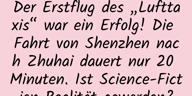 Der Erstflug des „Lufttaxis“ war ein Erfolg! Die Fahrt von Shenzhen nach Zhuhai dauert nur 20 Minuten. Ist Science-Fiction Realität geworden?
