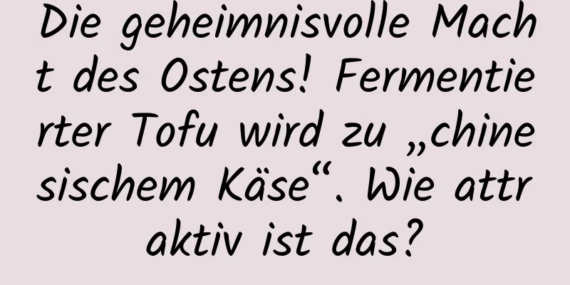 Die geheimnisvolle Macht des Ostens! Fermentierter Tofu wird zu „chinesischem Käse“. Wie attraktiv ist das?
