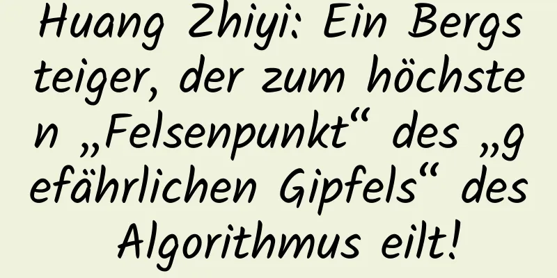 Huang Zhiyi: Ein Bergsteiger, der zum höchsten „Felsenpunkt“ des „gefährlichen Gipfels“ des Algorithmus eilt!