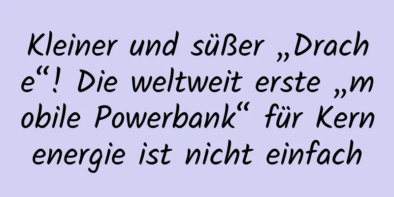 Kleiner und süßer „Drache“! Die weltweit erste „mobile Powerbank“ für Kernenergie ist nicht einfach
