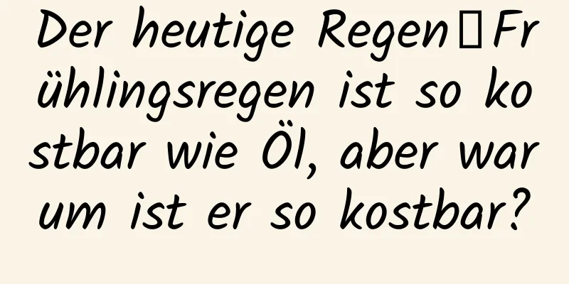Der heutige Regen｜Frühlingsregen ist so kostbar wie Öl, aber warum ist er so kostbar?