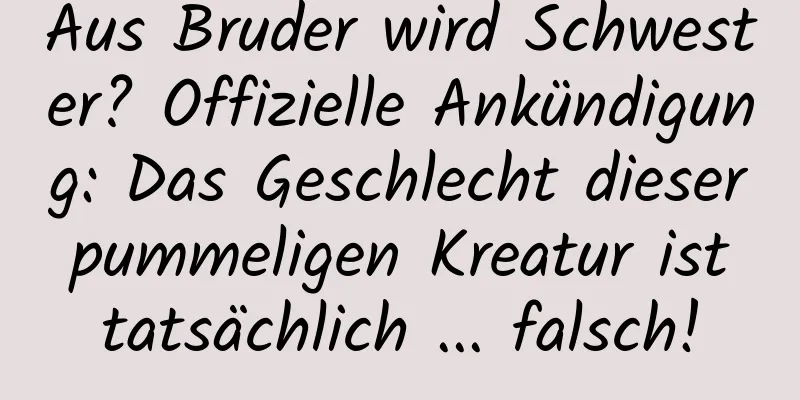 Aus Bruder wird Schwester? Offizielle Ankündigung: Das Geschlecht dieser pummeligen Kreatur ist tatsächlich ... falsch!