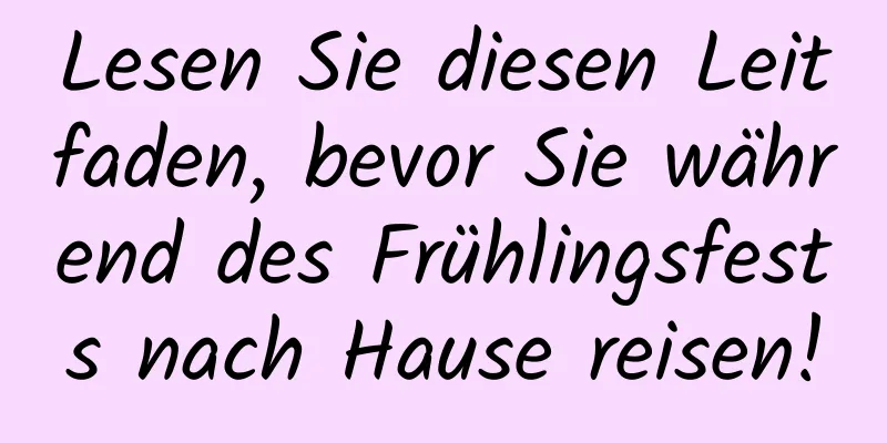 Lesen Sie diesen Leitfaden, bevor Sie während des Frühlingsfests nach Hause reisen!