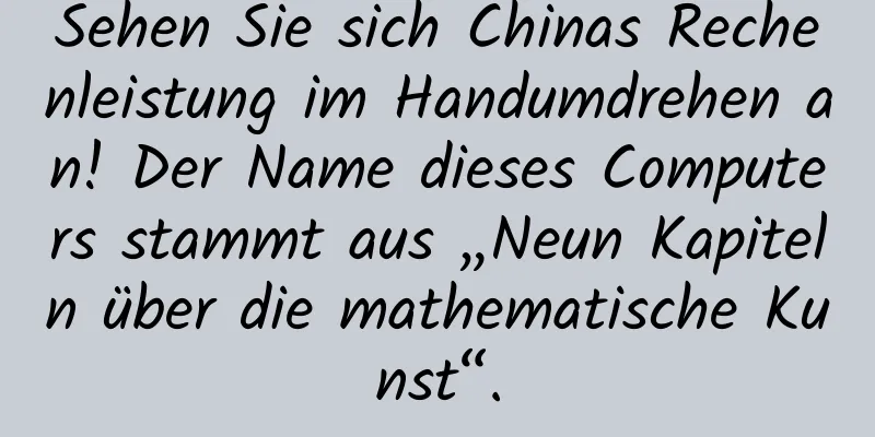 Sehen Sie sich Chinas Rechenleistung im Handumdrehen an! Der Name dieses Computers stammt aus „Neun Kapiteln über die mathematische Kunst“.