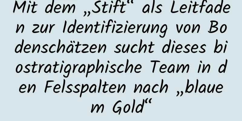 Mit dem „Stift“ als Leitfaden zur Identifizierung von Bodenschätzen sucht dieses biostratigraphische Team in den Felsspalten nach „blauem Gold“