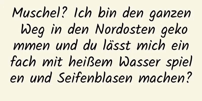 Muschel? Ich bin den ganzen Weg in den Nordosten gekommen und du lässt mich einfach mit heißem Wasser spielen und Seifenblasen machen?