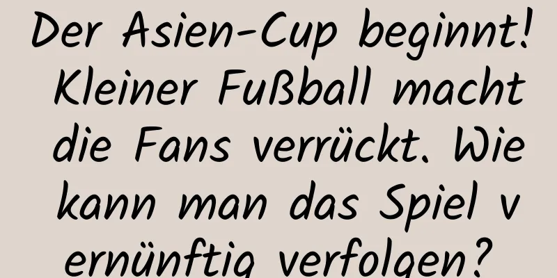 Der Asien-Cup beginnt! Kleiner Fußball macht die Fans verrückt. Wie kann man das Spiel vernünftig verfolgen?