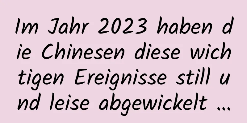 Im Jahr 2023 haben die Chinesen diese wichtigen Ereignisse still und leise abgewickelt …