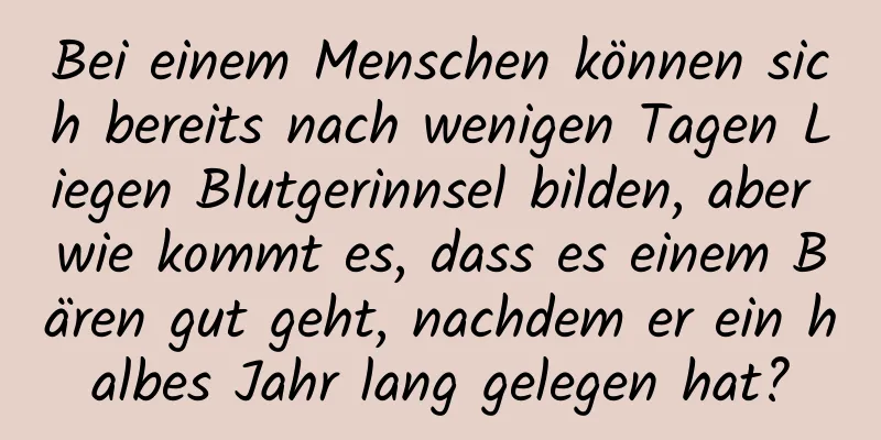 Bei einem Menschen können sich bereits nach wenigen Tagen Liegen Blutgerinnsel bilden, aber wie kommt es, dass es einem Bären gut geht, nachdem er ein halbes Jahr lang gelegen hat?