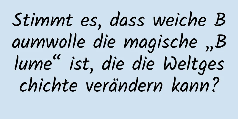 Stimmt es, dass weiche Baumwolle die magische „Blume“ ist, die die Weltgeschichte verändern kann?