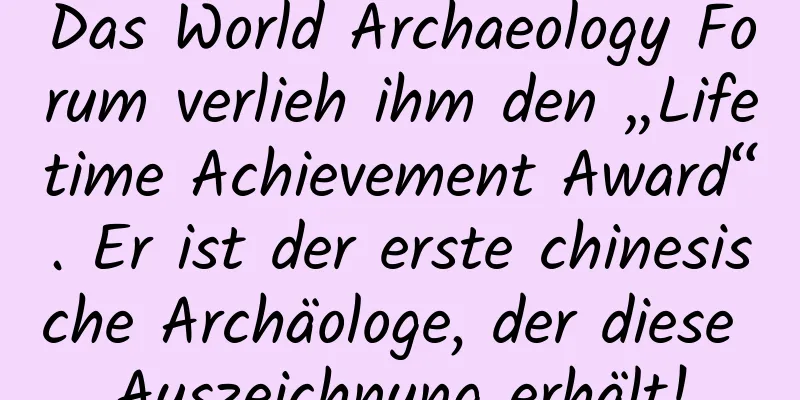 Das World Archaeology Forum verlieh ihm den „Lifetime Achievement Award“. Er ist der erste chinesische Archäologe, der diese Auszeichnung erhält!