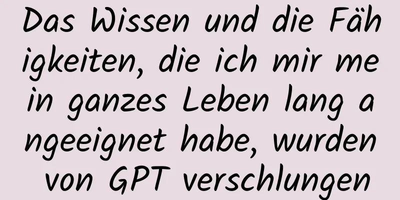 Das Wissen und die Fähigkeiten, die ich mir mein ganzes Leben lang angeeignet habe, wurden von GPT verschlungen