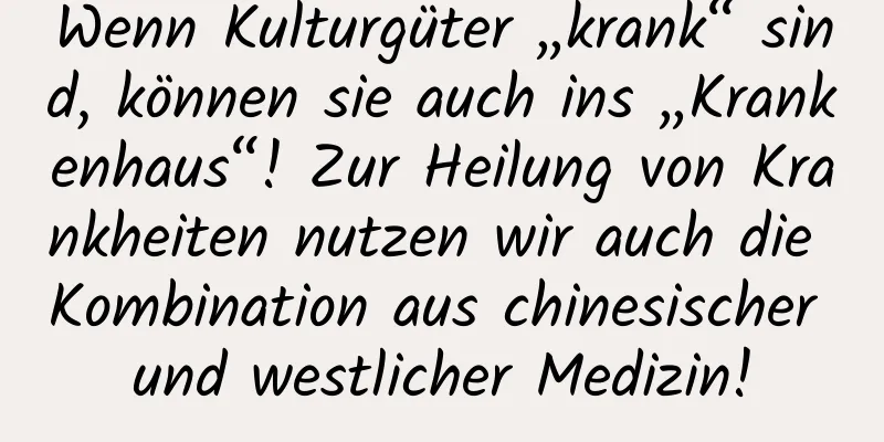 Wenn Kulturgüter „krank“ sind, können sie auch ins „Krankenhaus“! Zur Heilung von Krankheiten nutzen wir auch die Kombination aus chinesischer und westlicher Medizin!