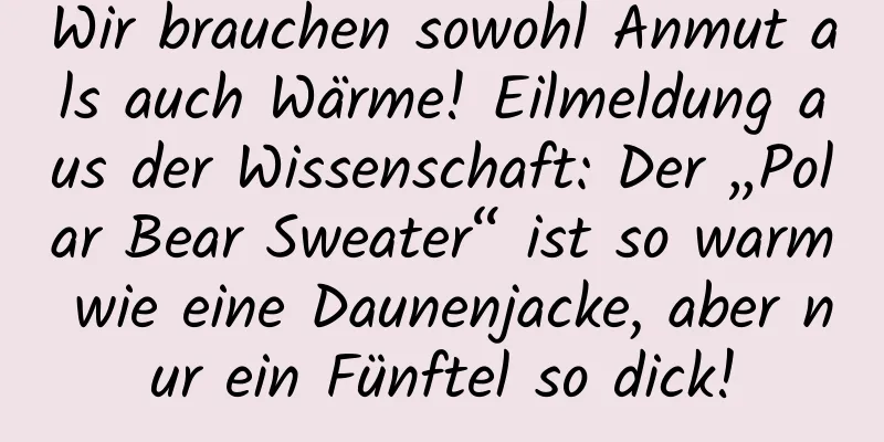 Wir brauchen sowohl Anmut als auch Wärme! Eilmeldung aus der Wissenschaft: Der „Polar Bear Sweater“ ist so warm wie eine Daunenjacke, aber nur ein Fünftel so dick!