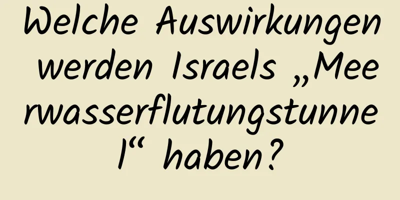 Welche Auswirkungen werden Israels „Meerwasserflutungstunnel“ haben?
