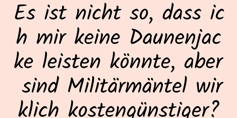 Es ist nicht so, dass ich mir keine Daunenjacke leisten könnte, aber sind Militärmäntel wirklich kostengünstiger?