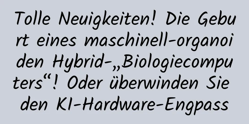Tolle Neuigkeiten! Die Geburt eines maschinell-organoiden Hybrid-„Biologiecomputers“! Oder überwinden Sie den KI-Hardware-Engpass