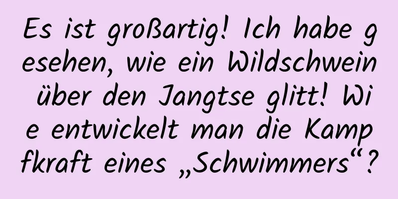 Es ist großartig! Ich habe gesehen, wie ein Wildschwein über den Jangtse glitt! Wie entwickelt man die Kampfkraft eines „Schwimmers“?