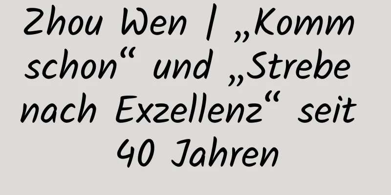 Zhou Wen | „Komm schon“ und „Strebe nach Exzellenz“ seit 40 Jahren