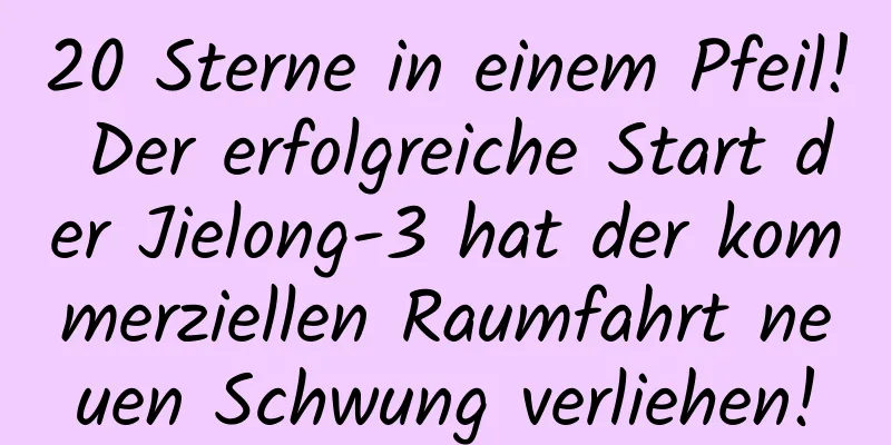 20 Sterne in einem Pfeil! Der erfolgreiche Start der Jielong-3 hat der kommerziellen Raumfahrt neuen Schwung verliehen!