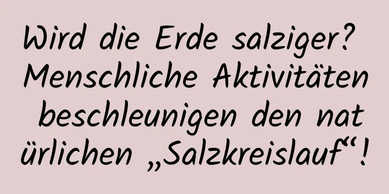Wird die Erde salziger? Menschliche Aktivitäten beschleunigen den natürlichen „Salzkreislauf“!