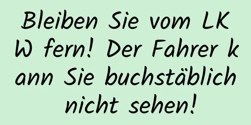 Bleiben Sie vom LKW fern! Der Fahrer kann Sie buchstäblich nicht sehen!
