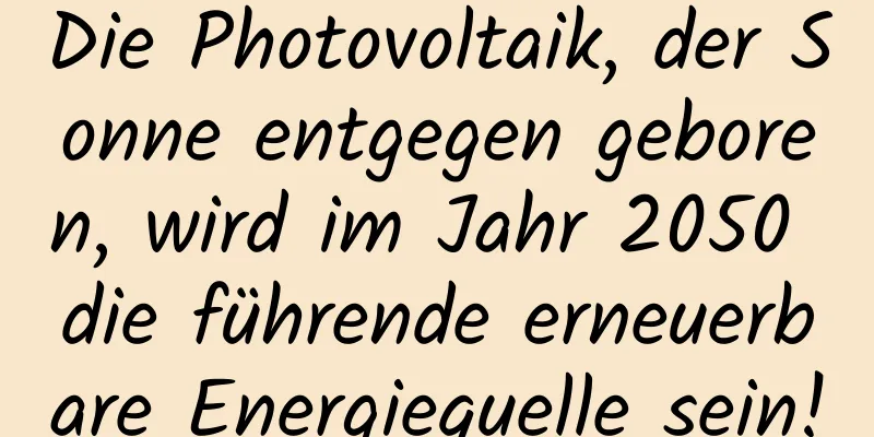 Die Photovoltaik, der Sonne entgegen geboren, wird im Jahr 2050 die führende erneuerbare Energiequelle sein!