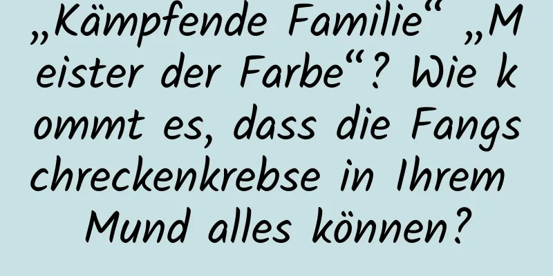 „Kämpfende Familie“ „Meister der Farbe“? Wie kommt es, dass die Fangschreckenkrebse in Ihrem Mund alles können?