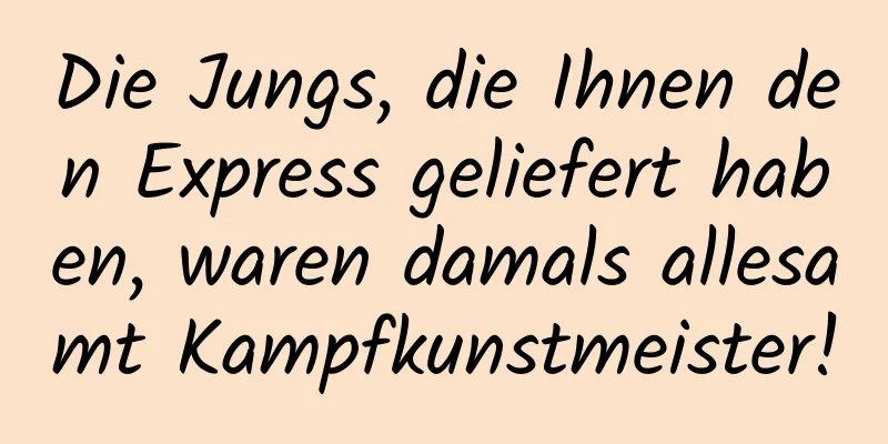 Die Jungs, die Ihnen den Express geliefert haben, waren damals allesamt Kampfkunstmeister!