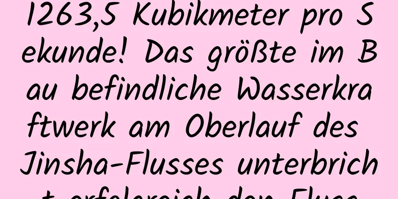 1263,5 Kubikmeter pro Sekunde! Das größte im Bau befindliche Wasserkraftwerk am Oberlauf des Jinsha-Flusses unterbricht erfolgreich den Fluss