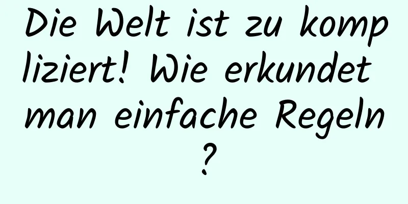 Die Welt ist zu kompliziert! Wie erkundet man einfache Regeln?