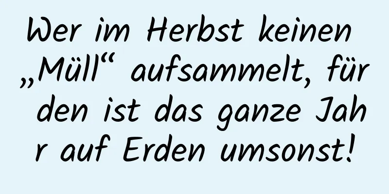 Wer im Herbst keinen „Müll“ aufsammelt, für den ist das ganze Jahr auf Erden umsonst!