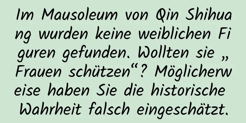 Im Mausoleum von Qin Shihuang wurden keine weiblichen Figuren gefunden. Wollten sie „Frauen schützen“? Möglicherweise haben Sie die historische Wahrheit falsch eingeschätzt.