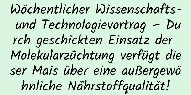 Wöchentlicher Wissenschafts- und Technologievortrag – Durch geschickten Einsatz der Molekularzüchtung verfügt dieser Mais über eine außergewöhnliche Nährstoffqualität!