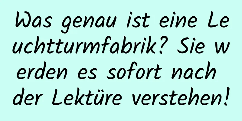 Was genau ist eine Leuchtturmfabrik? Sie werden es sofort nach der Lektüre verstehen!