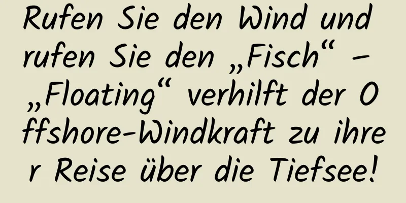 Rufen Sie den Wind und rufen Sie den „Fisch“ – „Floating“ verhilft der Offshore-Windkraft zu ihrer Reise über die Tiefsee!