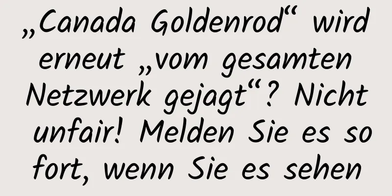 „Canada Goldenrod“ wird erneut „vom gesamten Netzwerk gejagt“? Nicht unfair! Melden Sie es sofort, wenn Sie es sehen