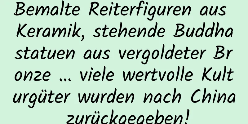 Bemalte Reiterfiguren aus Keramik, stehende Buddhastatuen aus vergoldeter Bronze … viele wertvolle Kulturgüter wurden nach China zurückgegeben!