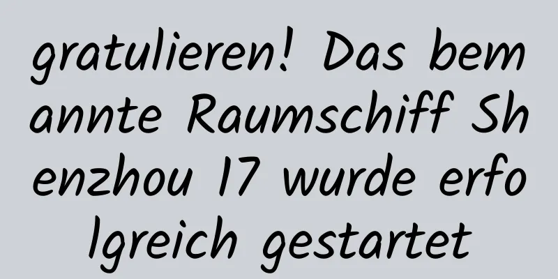gratulieren! Das bemannte Raumschiff Shenzhou 17 wurde erfolgreich gestartet