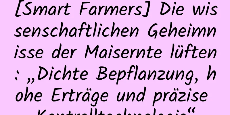 [Smart Farmers] Die wissenschaftlichen Geheimnisse der Maisernte lüften: „Dichte Bepflanzung, hohe Erträge und präzise Kontrolltechnologie“