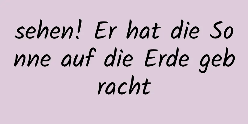 sehen! Er hat die Sonne auf die Erde gebracht