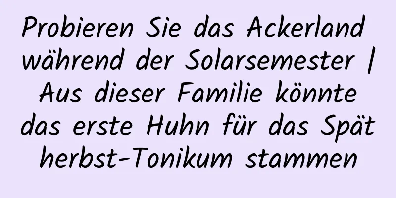 Probieren Sie das Ackerland während der Solarsemester | Aus dieser Familie könnte das erste Huhn für das Spätherbst-Tonikum stammen