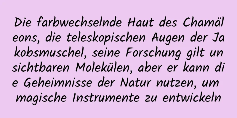 Die farbwechselnde Haut des Chamäleons, die teleskopischen Augen der Jakobsmuschel, seine Forschung gilt unsichtbaren Molekülen, aber er kann die Geheimnisse der Natur nutzen, um magische Instrumente zu entwickeln